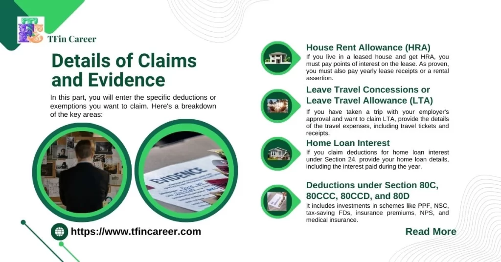 Tax Declaration Form 12BB: Details of Claims and Evidence