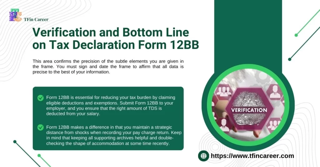 Vrrification and Bottom Line on Tax Declaration Form 12BB